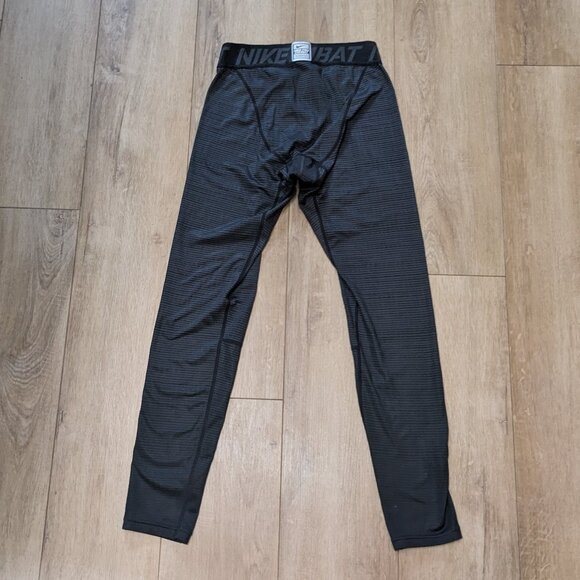 Nike Pro Combat Compression Pants Dri Fit Black Gray Striped Leggings Mens L - Picture 7 of 9